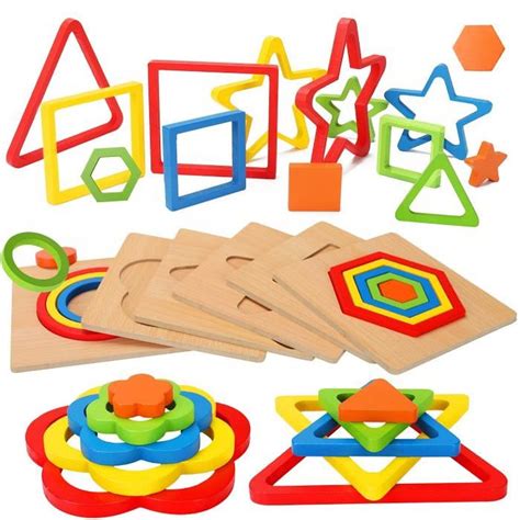 Puzzle en Bois Jouets Blocs Jouets Montessori éducatifs avec 30 pièces