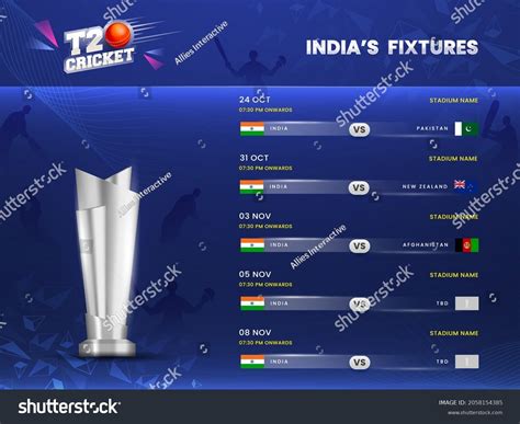 T20 Cricket Indias Fixtures Schedule 3d Stock Vector (Royalty Free ...