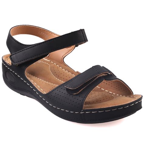 UNZE WOMENS NUTY COMFORTABLE WALKING SANDALS UK SIZE 3-8 BLACK