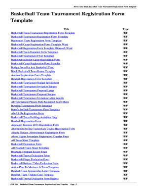 Fillable Online Basketball Team Tournament Registration Form Template