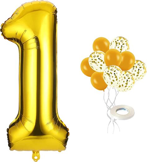 40 Inch Large Gold Number Balloon With 5 Pcs Gold Helium