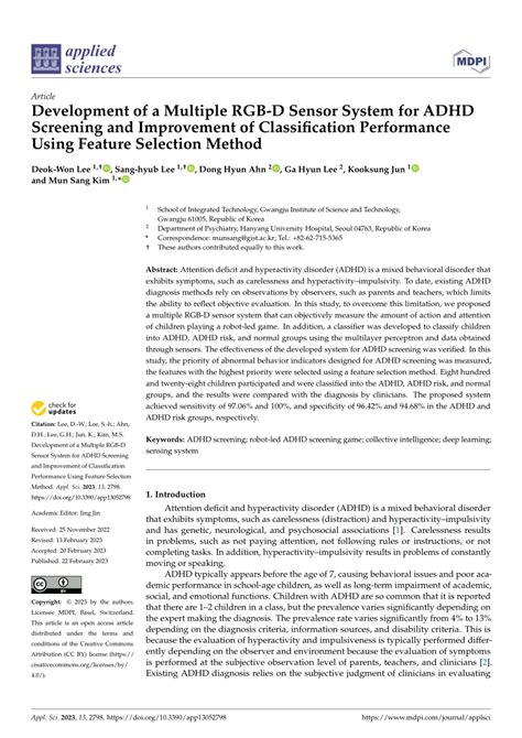 Pdf Development Of A Multiple Rgb D Sensor System For Adhd Screening