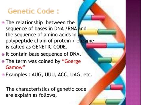 General Characteristic Of Genetic Code PPT