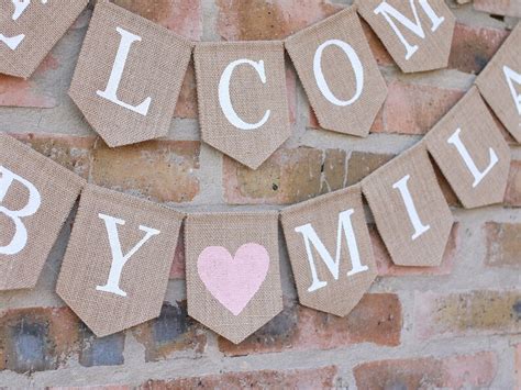 Welcome Baby Banner Burlap Baby Banner Custom Baby Banner | Etsy