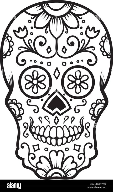 Sugar Skull Isolated On White Background Day Of The Dead Dia De Los