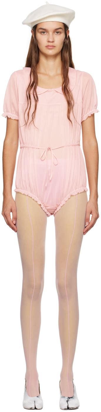 Maison Margiela Pink Gathered Bodysuit Ssense