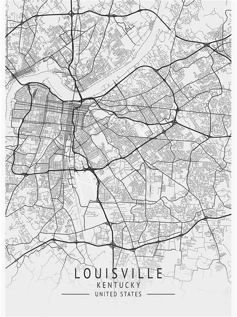 Louisville Kentucky US Gray City Map Poster For Sale By