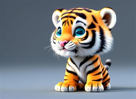 Premium Photo A Cute Baby Tiger 3d