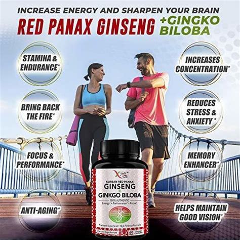 Ginseng Panax Rojo Coreano 1200 Mg Ginkgo Biloba Extracto Envío Gratis