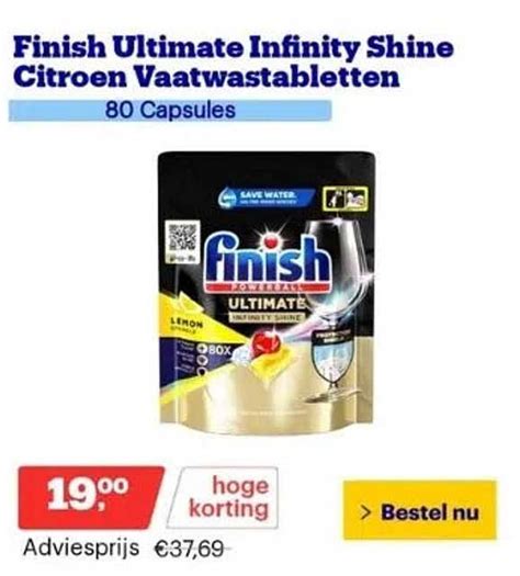 Finish Ultimate Infinity Shine Citroen Vaatwastabletten Aanbieding Bij