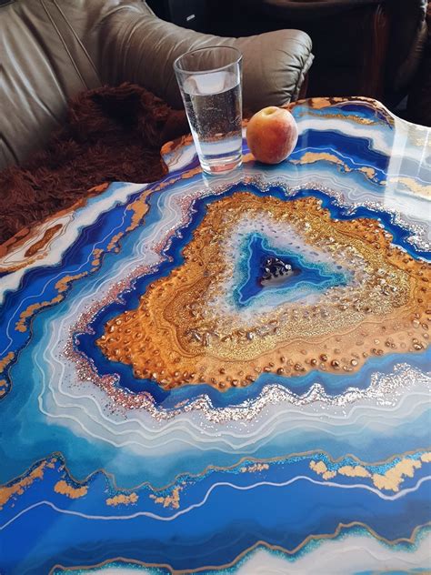 Blue Table Epoxy Resin Geode Table Coffee Table Exclusive Etsy