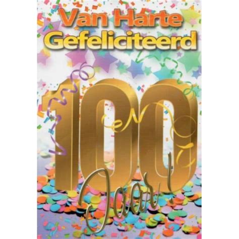 Wenskaart 10 Stuks Van Harte Gefeliciteerd 100 Jaar Wenskaarten