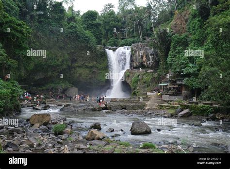 Wide View Of Tegenungan Waterfall Near Ubud In Bali Indonesia Stock