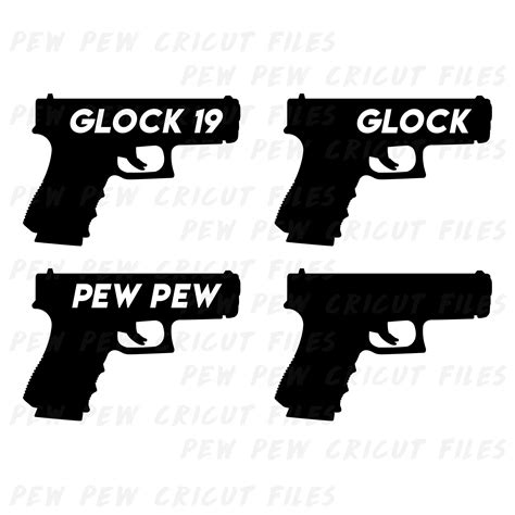 Glock 19 Svg Gun Cricut Files Glock Silhouettes Handgun Etsy