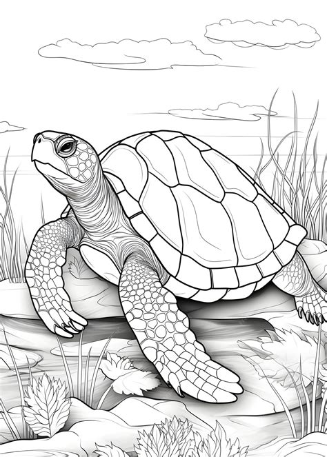 Premium Photo | Turtle Coloring Page Turtle Line Art coloring page ...