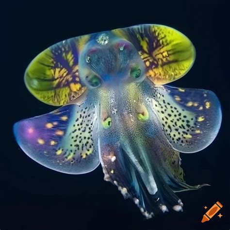 Translucent and iridescent deep-sea creature with bobtail squid skin ...