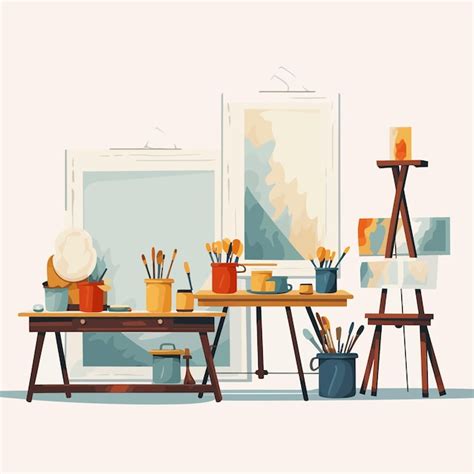 Art_studio_interior_furniture_and_equipment | Premium AI-generated vector