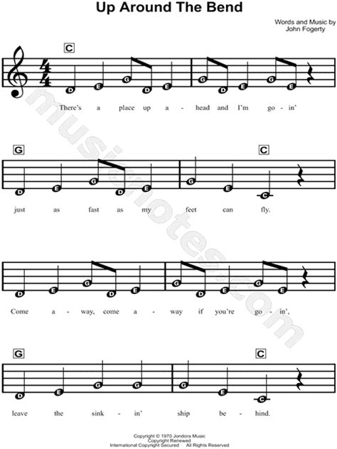 Creedence Clearwater Revival Up Around The Bend Sheet Music For