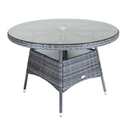 Charles Bentley Rattan 6 Seater Dining Table Grey Wilko