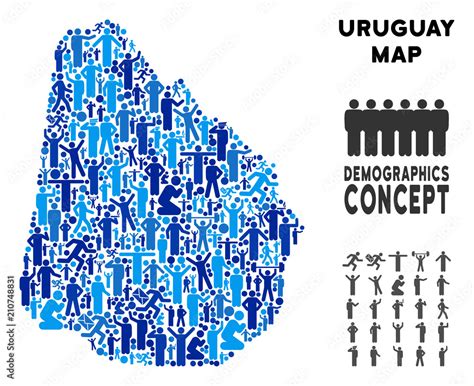 Vector population Uruguay map. Demography collage of Uruguay map ...