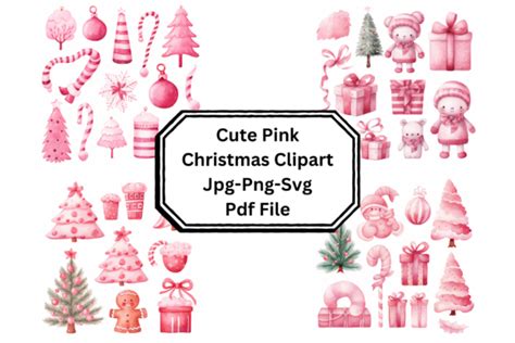 Cute Pink Christmas Clipart Graphic By Creative Design Creative Fabrica