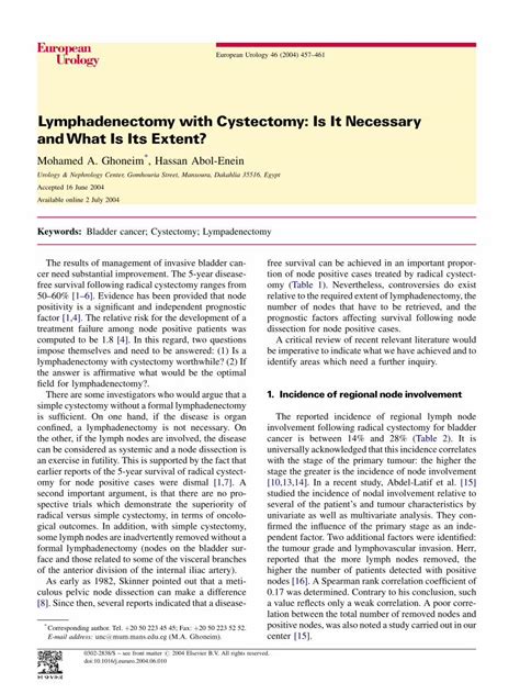 Pdf Lymphadenectomy With Cystectomy Is It Necessary And What Is Its Extent Dokumentips