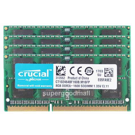 Para Crucial 8GB 16GB 32GB 2Rx8 PC3L 12800S DDR3L 1600Mhz Sodimm