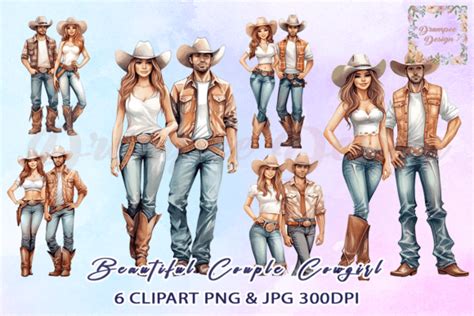 Couple Cowgirl Watercolor Clipart Graphic By Drumpee Design · Creative