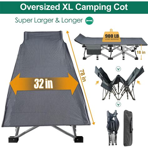 Lilypelle Xxl Foldable Camping Cot 78 32 Bed With 3 3 2 Sided