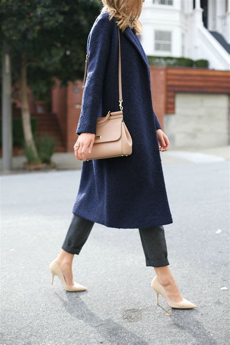 Navy Maxi Coat Nude Accessories MEMORANDUM NYC Fashion Lifestyle Blog For The Working Girl