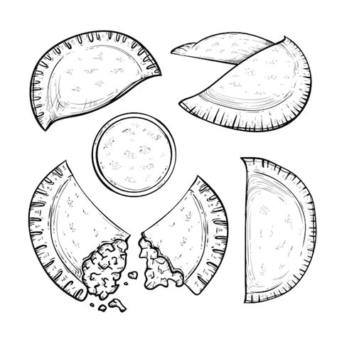 Colección De Empanada Monocromática Vector Gratis