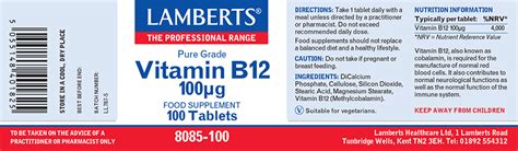 Lamberts Vitamin B12 Βιταμίνη 100mcg 100 ταμπλέτες Skroutz Gr