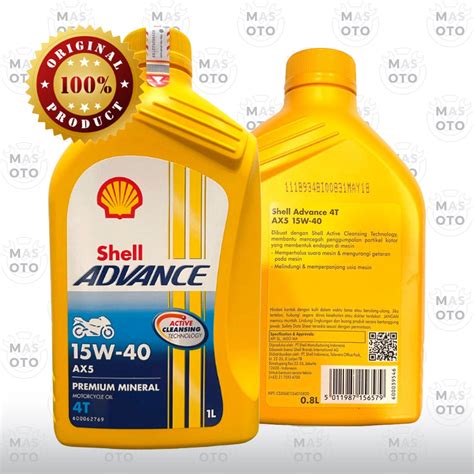 Jual Oli Motor Sport Shell Advance 4T AX5 15W 40 1L Shopee Indonesia