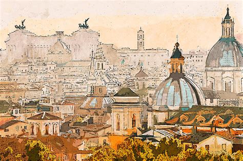 Rome Cityscape - 04 Painting by AM FineArtPrints - Fine Art America