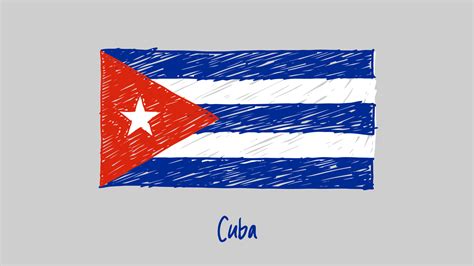 Cuba National Country Flag Marker or Pencil Sketch Illustration Vector ...