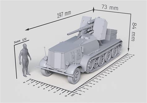 Stl Datei Flak Sfl Auf Zugkraftwagen T Sd Kfz D Druckbares