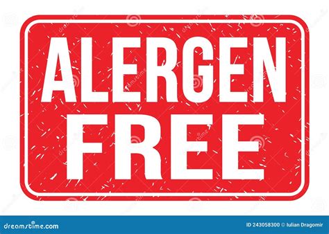 Alergen Free Words On Red Rectangle Stamp Sign Stock Illustration