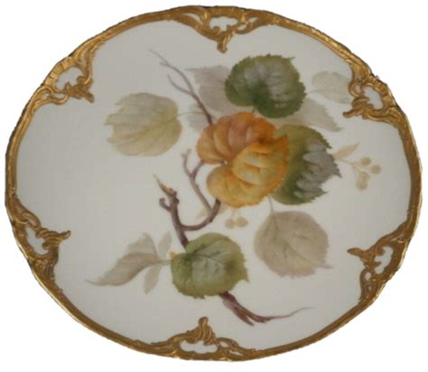 Great KPM Berlin Art Nouveau Porcelain Tree Leaf Scene Plate Porzellan