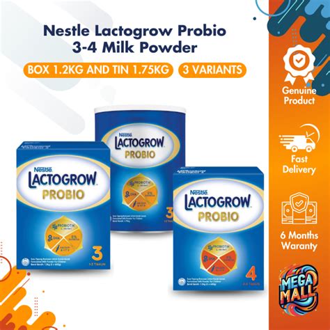 Nestle Lactogrow Probio 3 4 Milk Powder Box 1 2kg And Tin 1 75kg