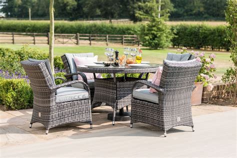 Maze Rattan Texas 4 Seat Round Dining Set Grey The Clearance Zone