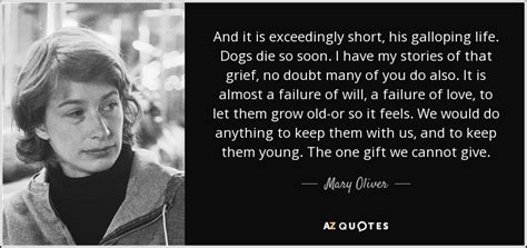 Mary Oliver quote: And it is exceedingly short, his galloping life ...