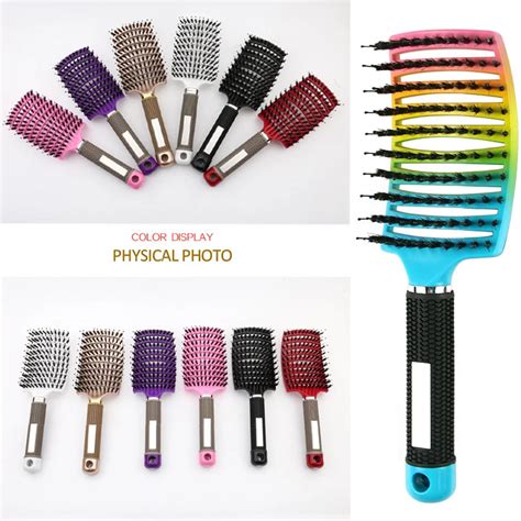 Bristleandnylon Hair Brush Girls Hair Scalp Massage Comb Women Wet Curly Detangle Hair Brush For