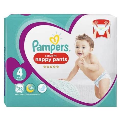 Couches Pampers Active Fit Pants Taille 4 Géant Pampers 32 Couches Lot De 2 Cdiscount