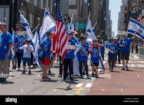 New York US 22 05 2022 Participants Holding Israeli Flags March