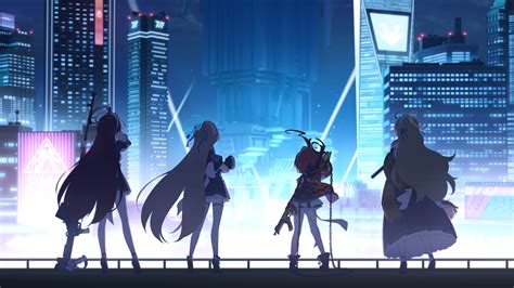 city, night, Blue Archive, Murokasa Akane, Asuna Ichinose, Kakudate Karin, Mikamo Neru, HD ...