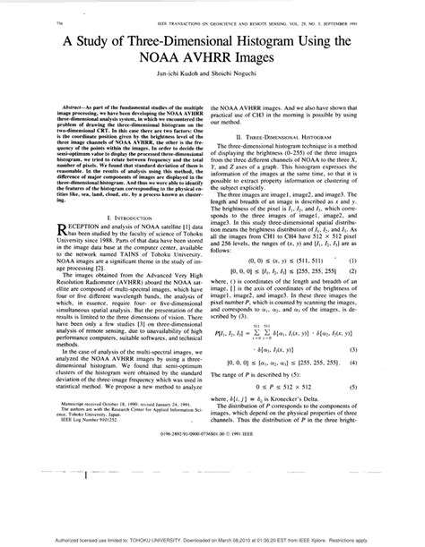 Pdf A Study Of A Three Dimensional Histogram Using The Noaa Avhrr Images