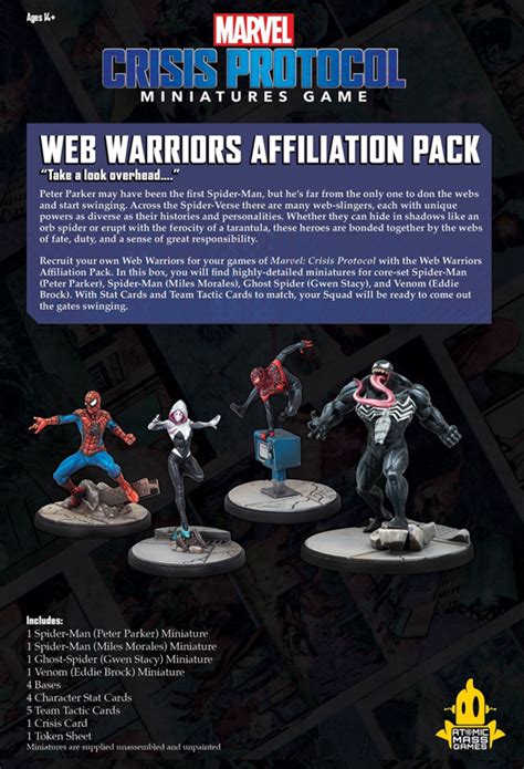 Marvel Crisis Protocol Web Warriors Affiliation Pack