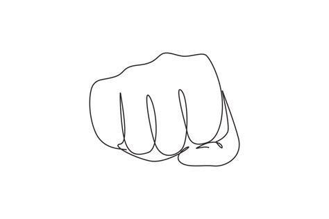 Continuous one line drawing punch fist hand gesture. Sign or symbol of ...