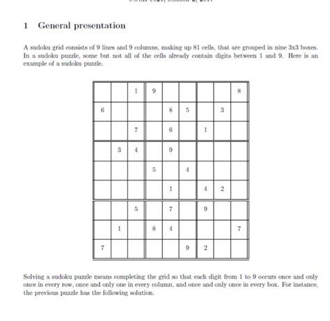 Solved 1 General Presentation A Sudoku Grid Consists Of 9