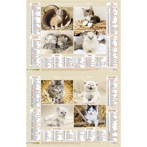 CALENDRIER DE LA Poste 2025 Almanach Du Facteur Chats Chatons EUR 9